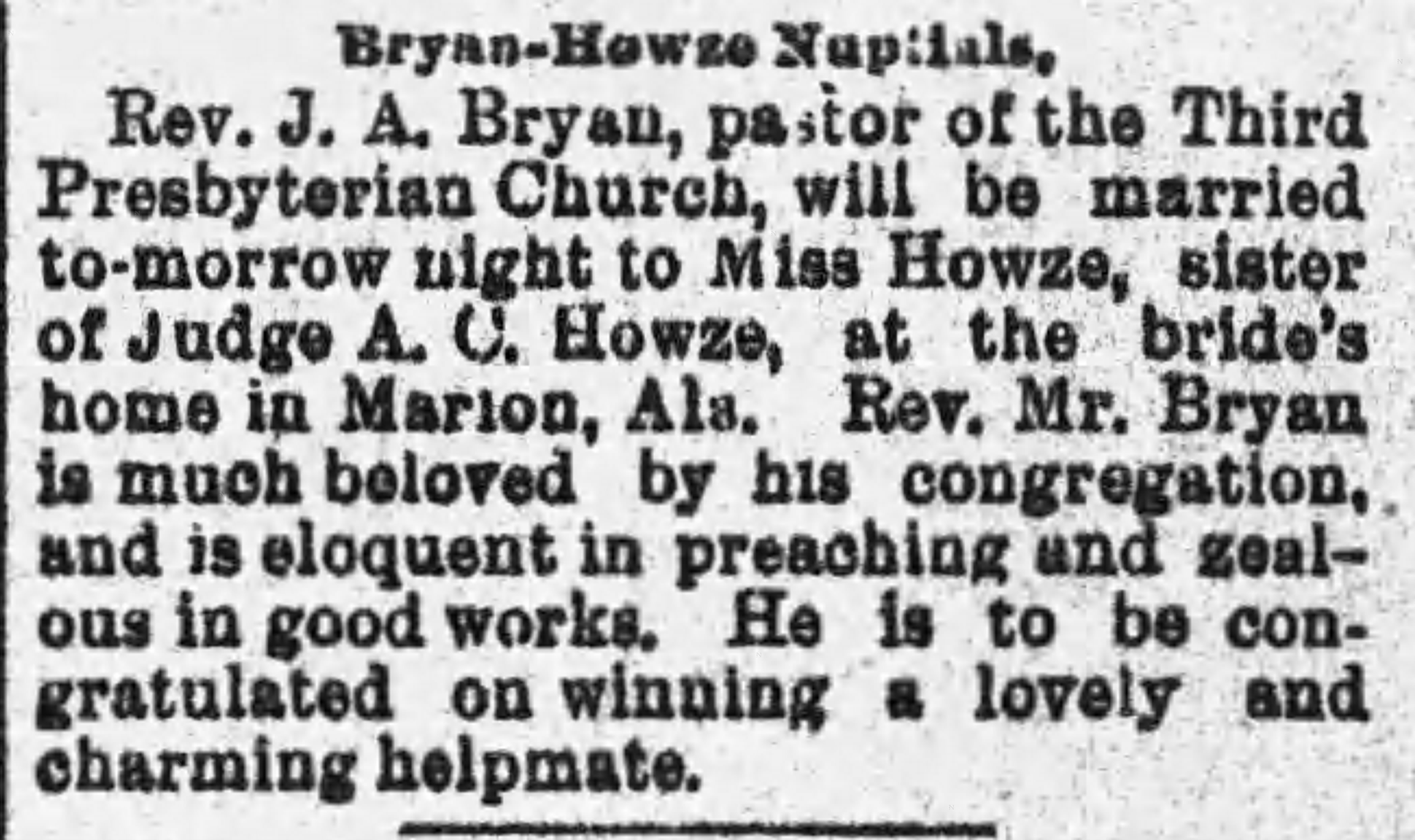 Bryan-Howze Nuptials